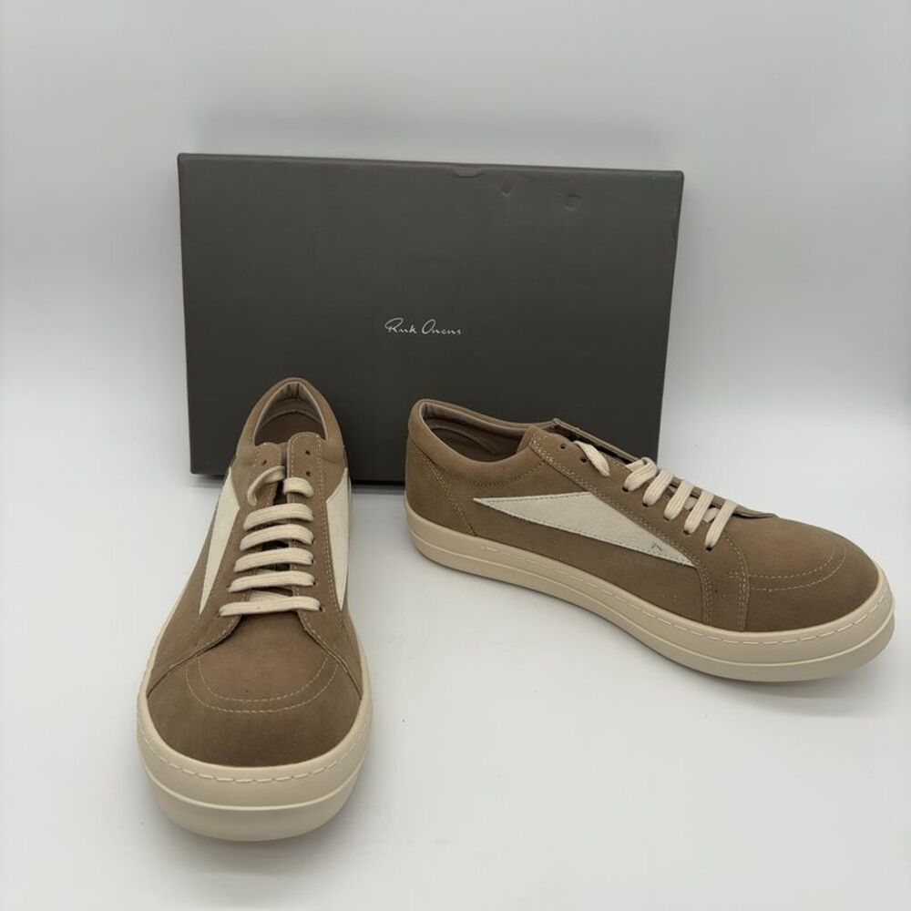 Rick Owens Rick Owens Suede Low-Top Sneaker - Taupe & White